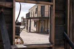 Old West Town Hotel Room With A View Royalty Free Stock Photos