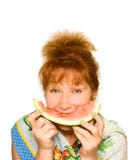 Old Woman Eat Watermelon Stock Photography Old Woman Eat Watermelon Stock Photography