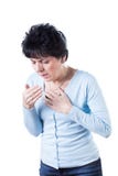 Old woman with flu stock photo Old woman with flu stock photo