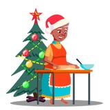 Old Woman Makes Christmas Cookies In The Kitchen Vector. Isolated Illustration stock illustration Old Woman Makes Christmas Cookies In The Kitchen Vector. Isolated Illustration stock illustration