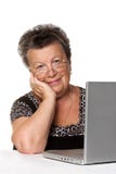Old Woman With Modern Laptop Stock Photos