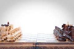 Old wooden Chess Game lineup, copy space stock images Old wooden Chess Game lineup, copy space stock images