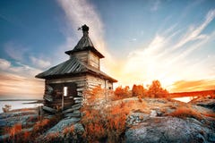 Old wooden church on island Royalty Free Stock Image Old wooden church on island Royalty Free Stock Image
