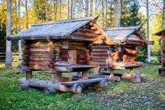 Old wooden wooden houses for food storage royalty free stock photo Old wooden wooden houses for food storage royalty free stock photo