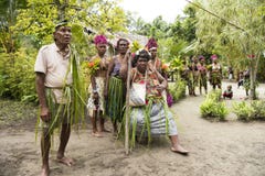 Inhabitants of small island Santa Ana in South Pacific Ocean. Old and young people waiting for celebration  Solomon Islands