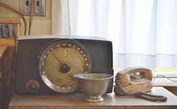 Old Zenith Radio Vintage Rotary Telephone Retro Background royalty free stock images Old Zenith Radio Vintage Rotary Telephone Retro Background royalty free stock images