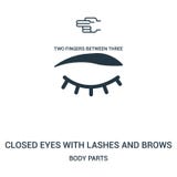 olhos fechados com chicotes e vetor do ícone das testas da coleção das partes do corpo A linha fina fechou os olhos com chicotes ilustração do vetor olhos fechados com chicotes e vetor do ícone das testas da coleção das partes do corpo A linha fina fechou os olhos com chicotes ilustração do vetor
