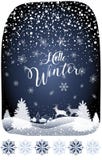 2019 olá! Natais Forest Landscape nevado do ano novo feliz do feriado do conto de fadas do inverno com rena ilustração stock 2019 olá! Natais Forest Landscape nevado do ano novo feliz do feriado do conto de fadas do inverno com rena ilustração stock