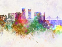Omaha V2 skyline in watercolor background stock illustration Omaha V2 skyline in watercolor background stock illustration