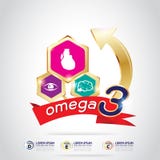 Omegakalcier och vitamin för ungebegreppet Logo Gold Kids stock illustrationer Omegakalcier och vitamin för ungebegreppet Logo Gold Kids stock illustrationer