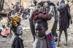 Mursi tribe in Omorate, Ethiopia stock image Mursi tribe in Omorate, Ethiopia stock image