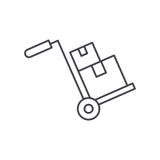 Omvangrijk het pictogramconcept van de leveringslijn Omvangrijke leverings vector lineaire illustratie, symbool, teken stock illustratie Omvangrijk het pictogramconcept van de leveringslijn Omvangrijke leverings vector lineaire illustratie, symbool, teken stock illustratie