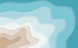 Ondas de papel do sumário dos desenhos animados da arte, furos Fundo azul do verão do mar e da praia com ondas do papel e seacoas ilustração stock Ondas de papel do sumário dos desenhos animados da arte, furos Fundo azul do verão do mar e da praia com ondas do papel e seacoas ilustração stock