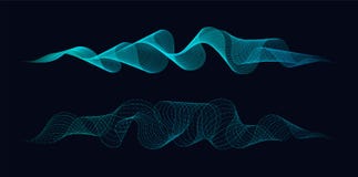 Ondas dinâmicas abstratas das linhas e dos pontos que fluem no fundo escuro Conceito da ciência das ondas da música ou da tecnolo ilustração stock Ondas dinâmicas abstratas das linhas e dos pontos que fluem no fundo escuro Conceito da ciência das ondas da música ou da tecnolo ilustração stock