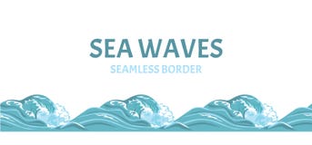 Ondas modelo inconsútil, frontera del mar ilustración del vector Ondas modelo inconsútil, frontera del mar ilustración del vector