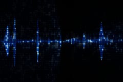 Ondas sadias do espectro audio digital azul do equalizador no backg preto ilustração royalty free Ondas sadias do espectro audio digital azul do equalizador no backg preto ilustração royalty free