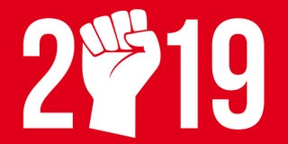 2019 onder het teken van de staking en de demonstraties in de straat royalty-vrije illustratie 2019 onder het teken van de staking en de demonstraties in de straat royalty-vrije illustratie
