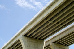 Onderkant van wegbruggen op blauwe hemel stock fotografie Onderkant van wegbruggen op blauwe hemel stock fotografie