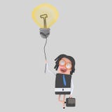 Onderneemster die met haar groot idee lopen stock illustratie Onderneemster die met haar groot idee lopen stock illustratie