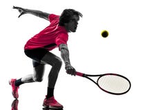 Tennis player man silhouette isolated white background stock images Tennis player man silhouette isolated white background stock images