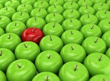One red apple on a background of green apples vector illustration One red apple on a background of green apples vector illustration