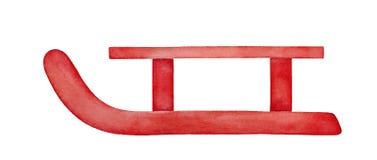 Watercolor illustration of red wooden sled. royalty free illustration Watercolor illustration of red wooden sled. royalty free illustration