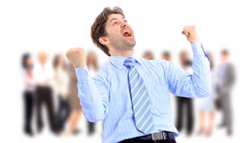 One Very Happy Energetic Businessman Royalty Free Stock Photos