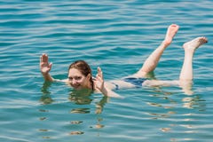 One Woman Bathing Ma'in Hot Springs Waterfall Jordan Stock Photo ...