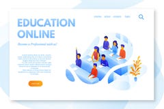 Online education flat landing page vector template vector illustration Online education flat landing page vector template vector illustration
