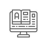 Online education, monitor with book line icon. vector illustration Online education, monitor with book line icon. vector illustration