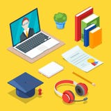 Online edukaci i nauki pojęcie Wektoru 3d isometric ikony interneta szkolenie i uczenie ilustracja wektor Online edukaci i nauki pojęcie Wektoru 3d isometric ikony interneta szkolenie i uczenie ilustracja wektor