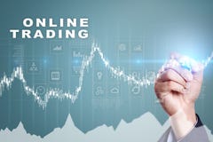Online-handel internetinvestering Affärs- och teknologibegrepp arkivfoton Online-handel internetinvestering Affärs- och teknologibegrepp arkivfoton