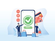 Online handlu wektorowa ilustracja dla biznesu lub handlu elektronicznego technologii Mobilny app dla zapłaty z kartą kredytową ilustracja wektor Online handlu wektorowa ilustracja dla biznesu lub handlu elektronicznego technologii Mobilny app dla zapłaty z kartą kredytową ilustracja wektor