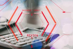 Online Reviews Evaluation Concept with computer halogram scannin Stock Photos Online Reviews Evaluation Concept with computer halogram scannin Stock Photos