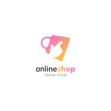 Online shop logo vector. Online shopping logo template. Modern online shop logo royalty free illustration Online shop logo vector. Online shopping logo template. Modern online shop logo royalty free illustration