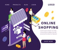 Online-shoppa begrepp var kläderna köps från det isometriska konstverkbegreppet för websiten royaltyfri illustrationer Online-shoppa begrepp var kläderna köps från det isometriska konstverkbegreppet för websiten royaltyfri illustrationer