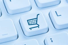 Online shopping e-commerce ecommerce internet shop concept blue