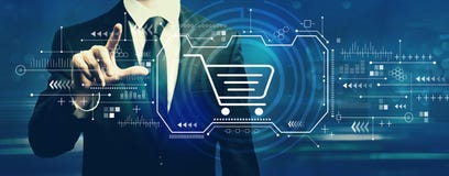 Online shopping theme with businessman royalty free illustration Online shopping theme with businessman royalty free illustration