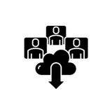 Online team work black icon, vector sign on isolated background. Online team work concept symbol, illustration royalty free illustration Online team work black icon, vector sign on isolated background. Online team work concept symbol, illustration royalty free illustration