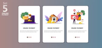 Online-templete för app för betalningbegreppsillustration vektor illustrationer Online-templete för app för betalningbegreppsillustration vektor illustrationer