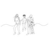Ononderbroken lijn het gelukkige familie dansen Het concept van de familie royalty-vrije illustratie Ononderbroken lijn het gelukkige familie dansen Het concept van de familie royalty-vrije illustratie