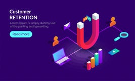 Ontvankelijk het landen paginaontwerp voor het conceptenwi van het Klantenbehoud stock illustratie Ontvankelijk het landen paginaontwerp voor het conceptenwi van het Klantenbehoud stock illustratie