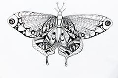 Op een witte achtergrond is de geschilderde zwarte gelpen een zeer mooie vlinder royalty-vrije illustratie Op een witte achtergrond is de geschilderde zwarte gelpen een zeer mooie vlinder royalty-vrije illustratie