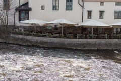 Open air restaurant at the river, Uppsala, Sweden