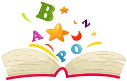 Open book with alphabet