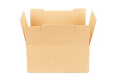 Open cardboard box on white background stock photography Open cardboard box on white background stock photography