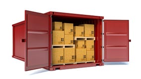 Open container with cardboard boxes royalty free illustration Open container with cardboard boxes royalty free illustration