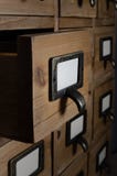 Open Drawer in Wooden Index Card Units Royalty Free Stock Photography Open Drawer in Wooden Index Card Units Royalty Free Stock Photography