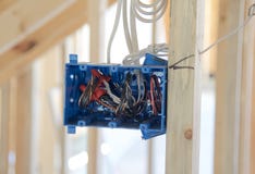 Open Electrical Junction Box In A Suburban Home Under Construction Stock Photography Open Electrical Junction Box In A Suburban Home Under Construction Stock Photography