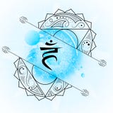 Open Fifth Throat Chakra Visuddha On Light Blue Watercolor Background Stock Images